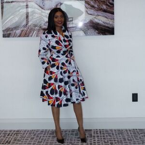 Andrea African Print Wrap Midi Dress